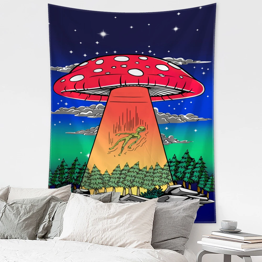 Tapestry Alien Mandala Hippie Psychedelic Art Mushroom Eye Wall Hanging Living Room Home Dorm Decor Cloth