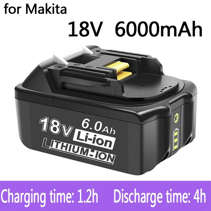 

Original 100% battery replacement lithium ion Makita18V 6 Ah rechargeable with charge level LED indicator for power tool LXT