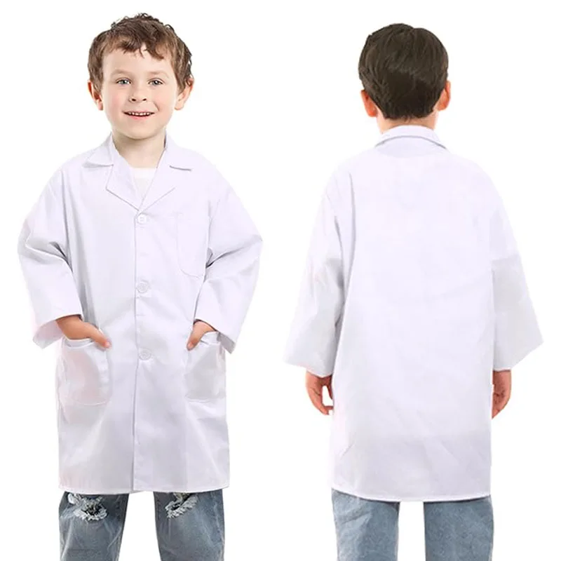 AHTJRT Unisex White Lab Coat Medical Uniform Jacket For Nurses Doctors And Students White L