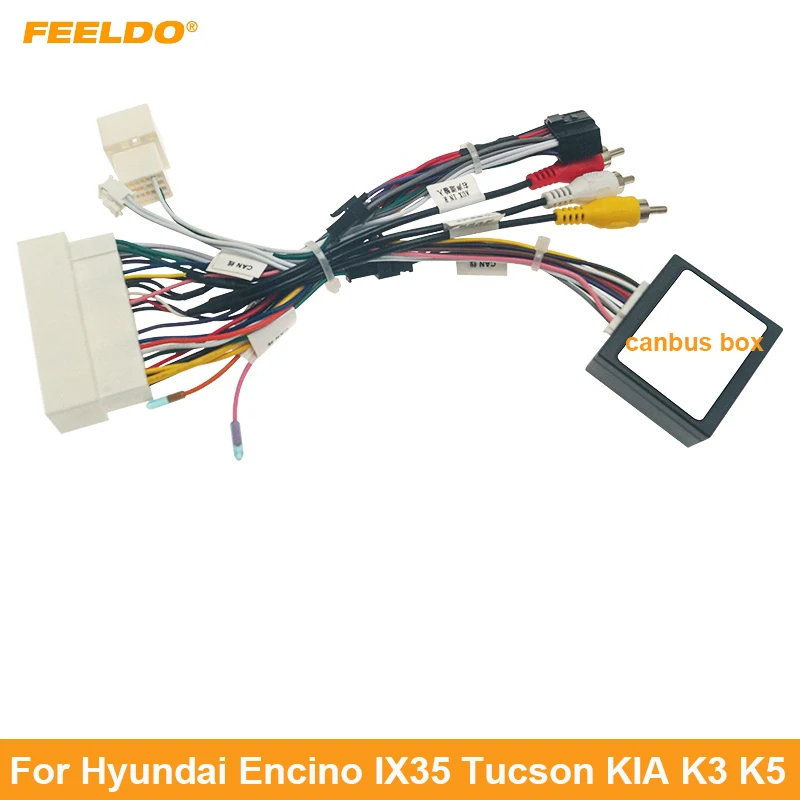

Car Audio 16PIN DVD Player Power Calbe Adapter With Canbus Box For Hyundai Encino IX35 Tucson KIA K3 Stereo Plug Wiring Harness