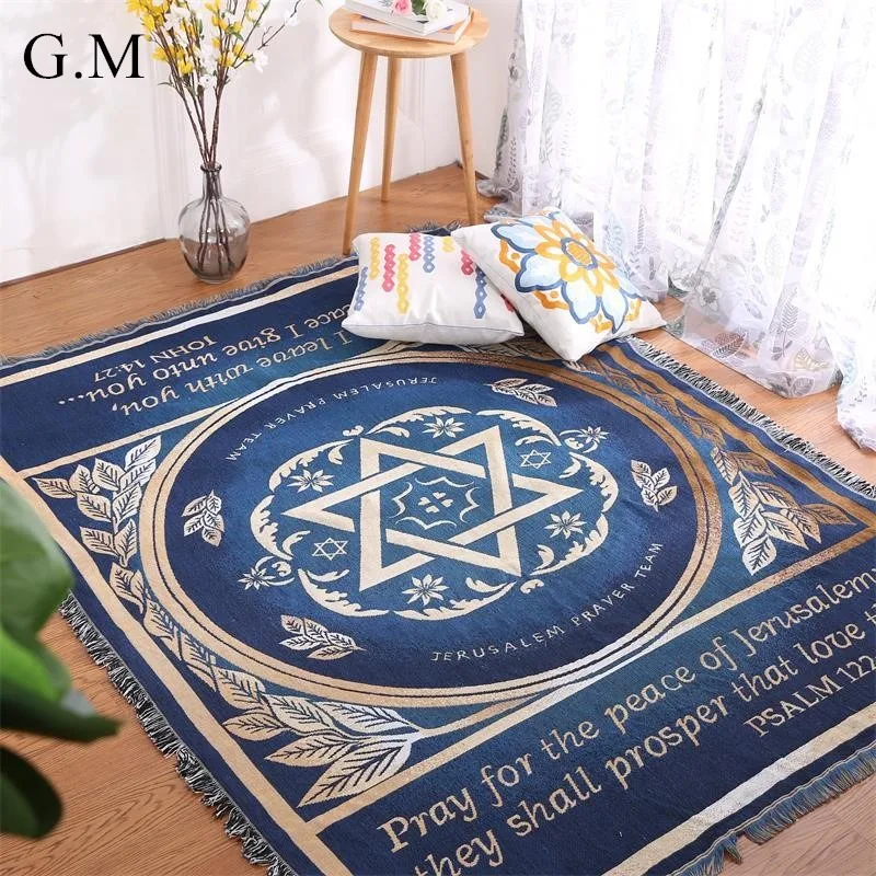 

130x160cm Knitted Blankets with Tassels Woven Prayer Wall Tapestry Jacquard Sofa Throw Blanket Couch Cover Bedspread Tablecloth