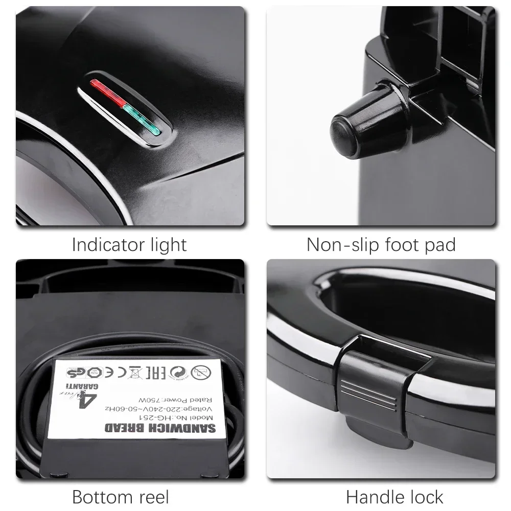 OXPHIC 750W Smlie Face Hot Sandwich Maker Breakfast Machine Grill Machine Toasters Waffle Makers Toasting