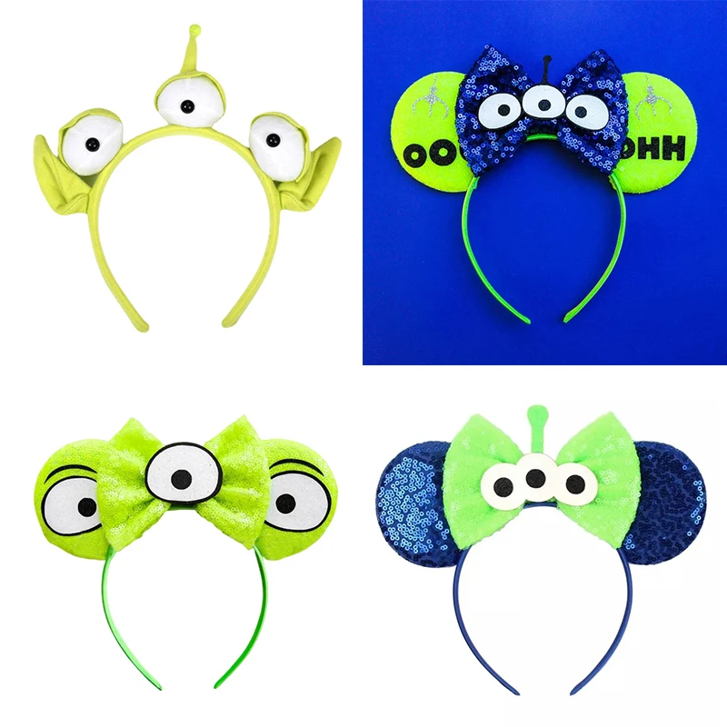 Disney Alien Hairband Girl  Toy Story Hari Band Kids Bow Buzz Lightyear Headwear Sherif Woody Hair Accessories Carnival Headband