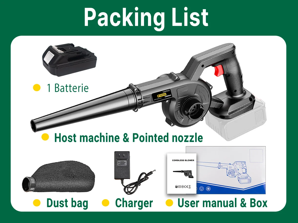 21V 2-In-1 Blower& Suction Air Blower Electric Leaf Blower Brushed Dust Sweeper For Home Garden Pet Hair For Makita 18V Battery 2