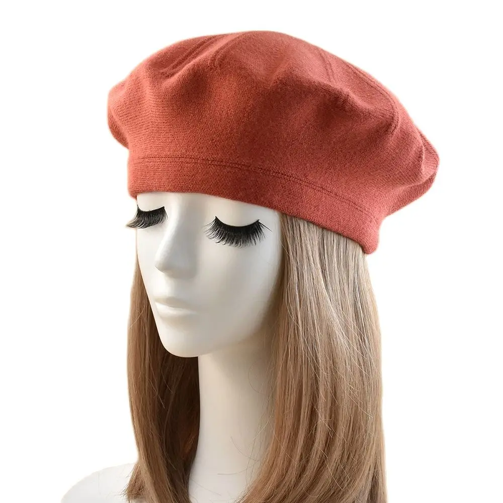 

Beret Women Winter Wool Knit Hat Autumn Warm Solid Color Accessory For Outdoor Holiday