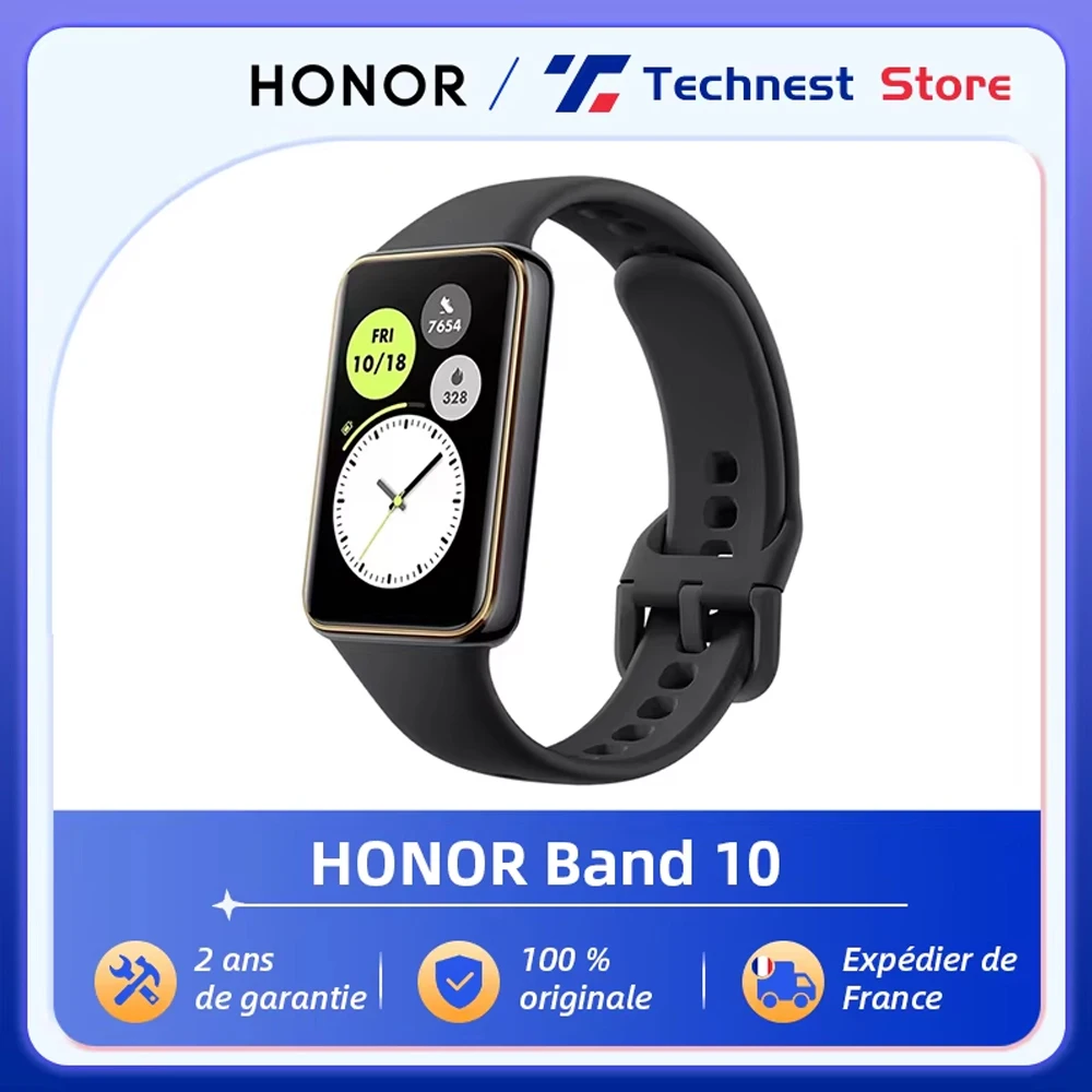 Honor Band 10 Version Globale - Bracelet connecté écran AMOLED 1,57 pouces étanche 5ATM santé matinale