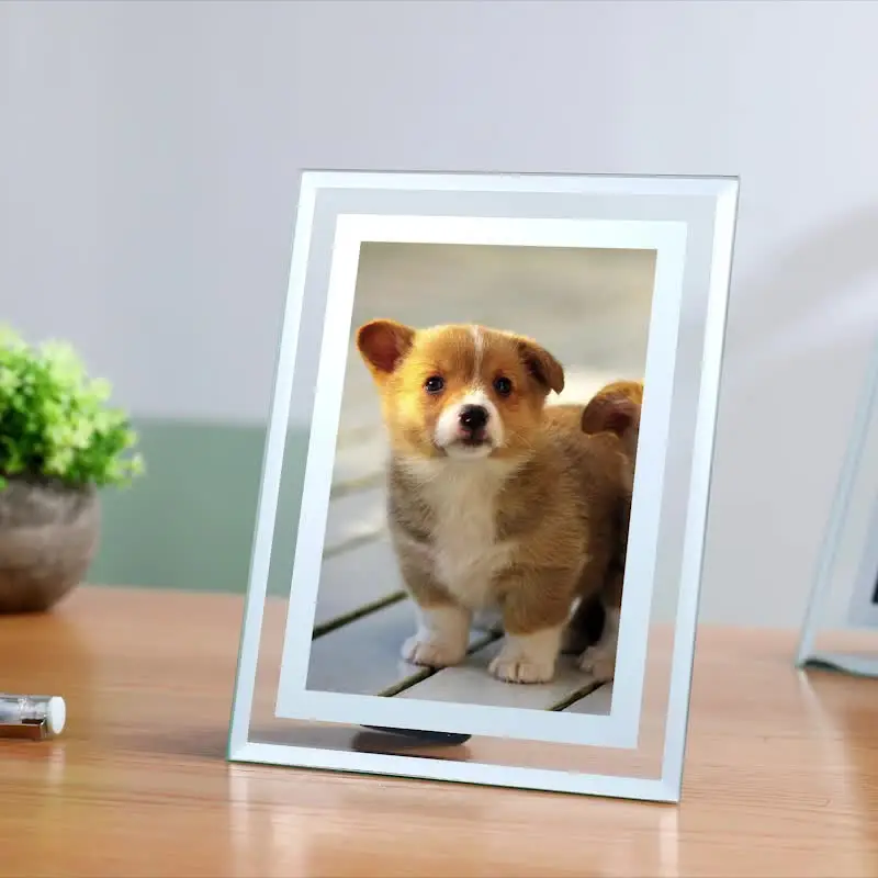 

Уникальная памятная Свадебная фоторамка из хрустального стекла для стола, зеркальная рамка, фоторамка