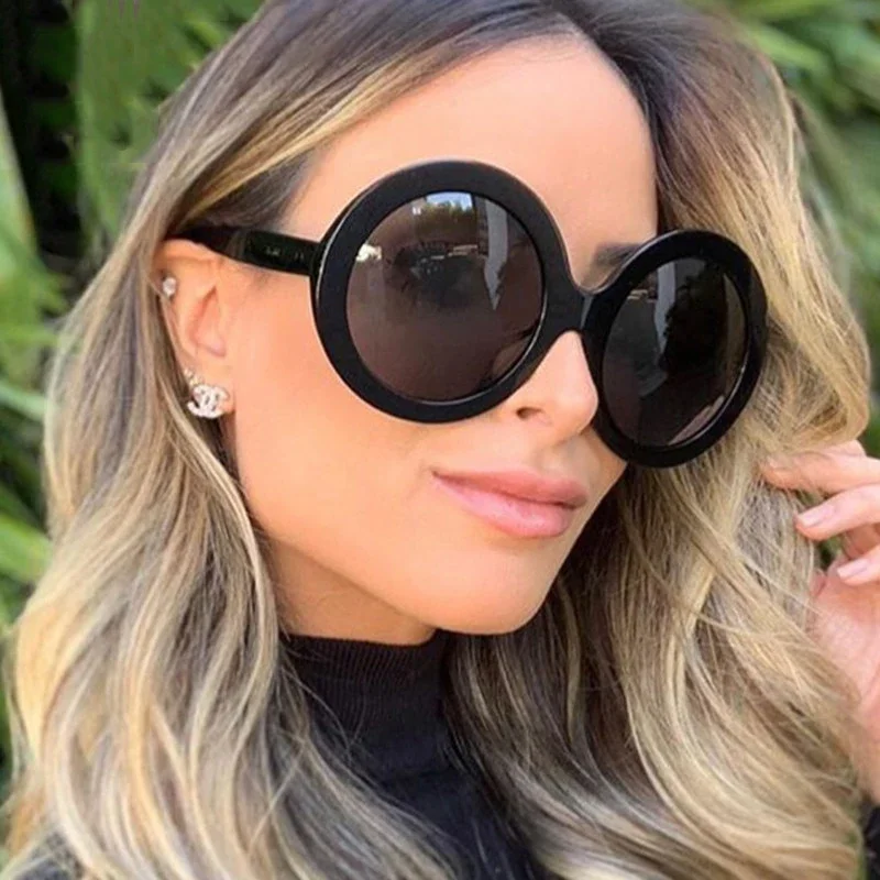 

Vintage Big Round Sunglasses Women Brown Gradient Oversized Sun Glasses Female Fashion Luxury Brand Designer Shades