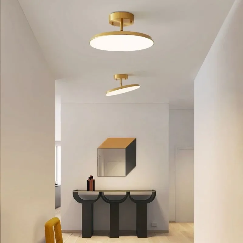 

Modern LED Round Ceiling Light Staircase Dining Rooms Entryway Aisle Gold Black Copper Rotatable Caulking Home Creative Fixtures