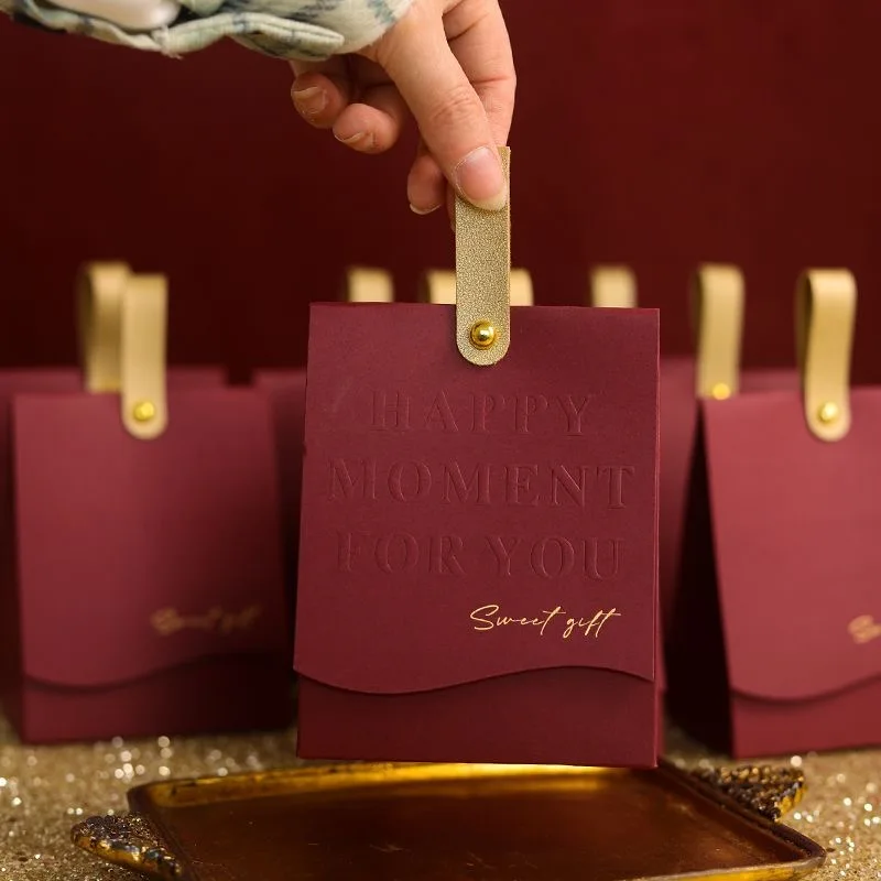 10pcs Creative Leather Portable Gift Box High-end Portable Wedding Candy Paper Box Party Packaging Supplies Paper Box