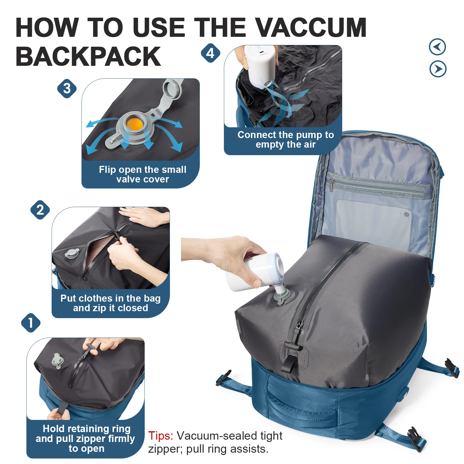 Vacuum Backpack with Pump Travel Backpack Airplane Cabin Woman Hand Luggage Travel Bags，Business Work Backpack Casual Bagpack