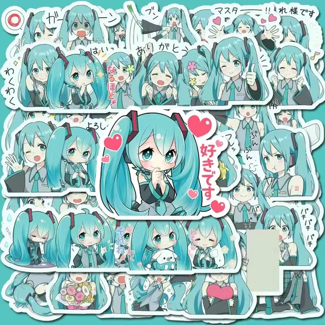 40/50/65pcs Cartoon Cute Kawaii Hatsune Miku Hand Account Sticker