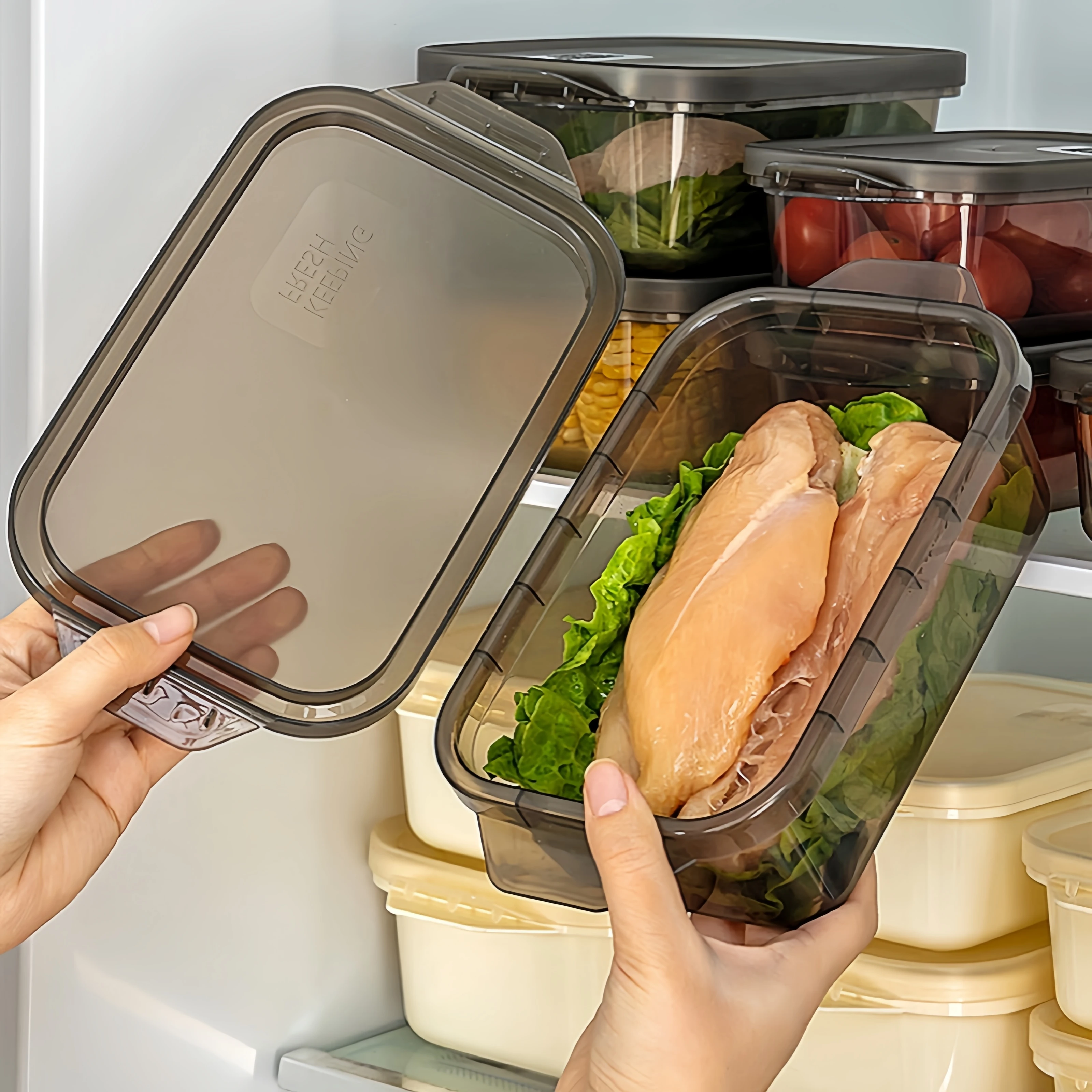 Kitchen Thickened Transparent Sealed Fresh-keeping Box Rectangular Freezer Sorage Box Plastic Microwave Food Grade Storage Box 4