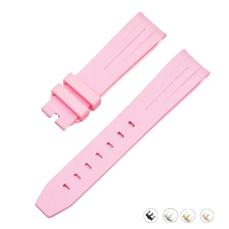 Silicone Diving Sport Watch Band – Waterproof Curved End Rubber Strap