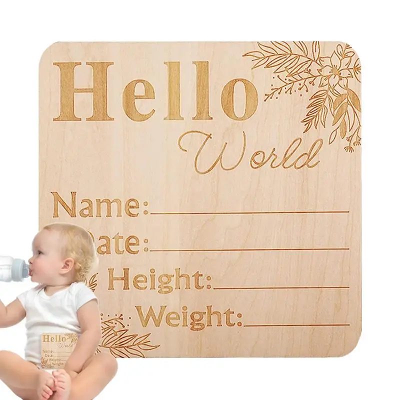 

Engraved Birth Stats Sign Newborn Announcement Welcome Baby Card DIY Wooden Card Birth Gift Baby Stage Card