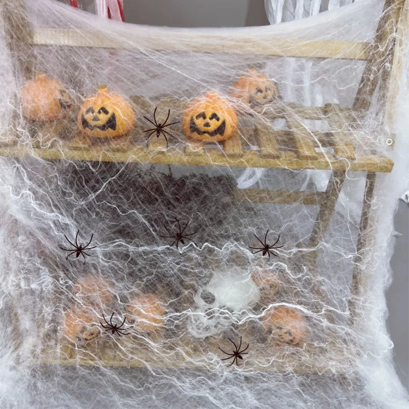

Halloween Spider Web Decoration Scary Party Scene Props White Stretchy Cobweb Horror Haunted House Bar Home Decor Accessories