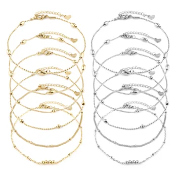DoreenBeads 304 스테인레스 스틸 링크 케이블 체인 앵클릿 골드 컬러 여성용 발 다리 체인 앵클 팔찌 쥬얼리 23.5cm 길이
