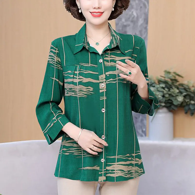 여성용 빈티지 가디건 셔츠, 한국 의류, 3/4 소매, 오버사이즈, 루즈 라펠 패션, 우아하고 시크한 블라우스 2023, 봄 여름 신상
