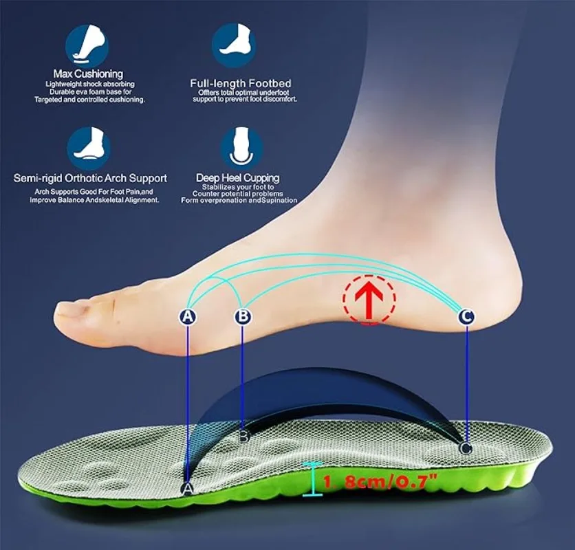 4D Sport Insoles Soft Breathable High-elasticity Shock Absorption Running Shoe Pad for Men Women