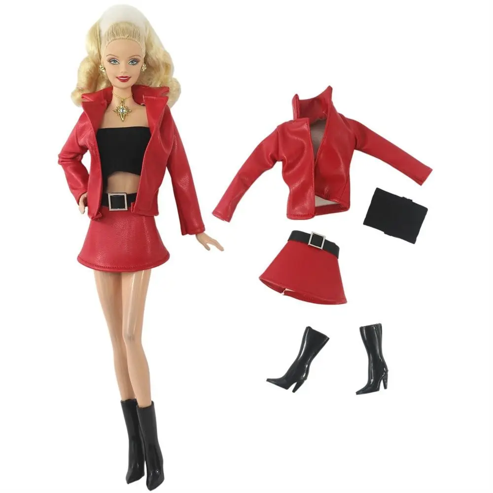 Doll Casual Wear PU Leather Jacket Coat Skirt for 1/6 BJD Dolls Handmade Female Doll Clothes Jeans Pants For 30cm Doll Accessory