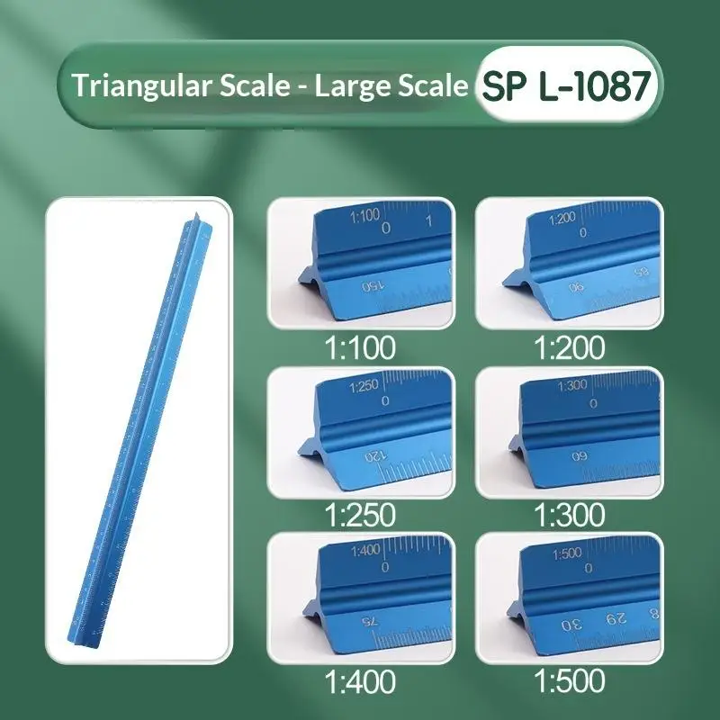 30cm 미터법 삼각 스케일 자 1:20-1:500 금속 플라스틱 건축 엔지니어 제도 도면 측정 도구