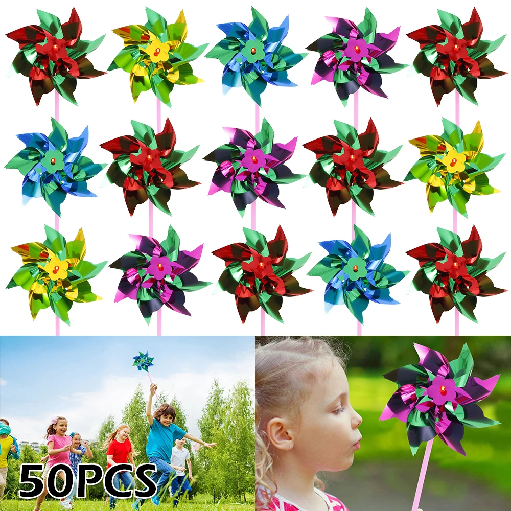 Pinwheel Plastic DIY Lawn Windmill Decorative Wind Spinners for windmill toys wind spinner garden windmill Garden Yard Decor Toy 50Pcs