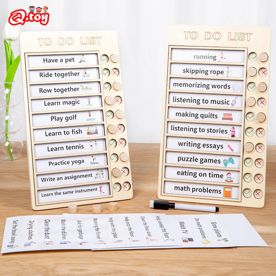 Wooden Schedule Board Game, To Do List Aprendizagem Brinquedos