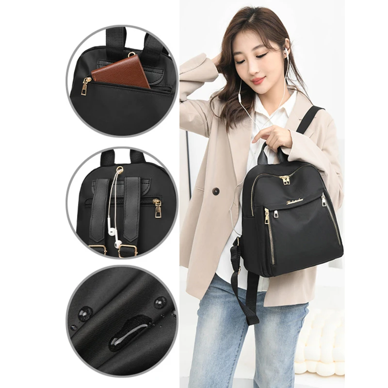 

Oxford Cloth Women Fashion Backpack Large Capacity Solid Color Casual Travel Backpack Multifunctional High Quality Ladies Bag
