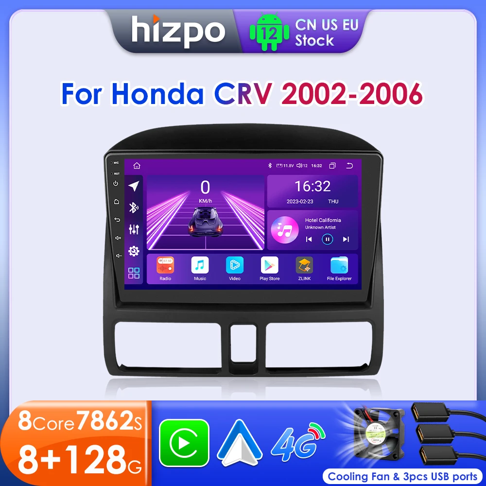 Hizpo AI-радиоприемник для Honda CR-V CRV 2 2002 - 2006 стереоприемник Android автомобильный мультимедийный видеоплеер Carplay GPS 2din
