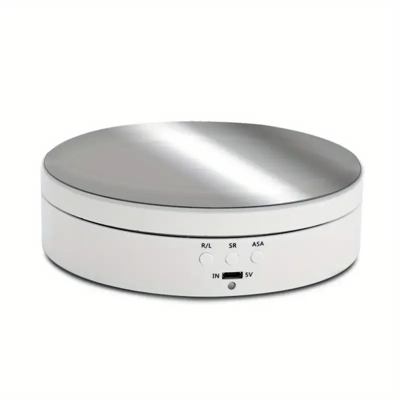 Rotating Display Stand 3 Speeds Electric Turntable Mirror Photography Jewelry Holder 5.4Inches 6.6lbs Load