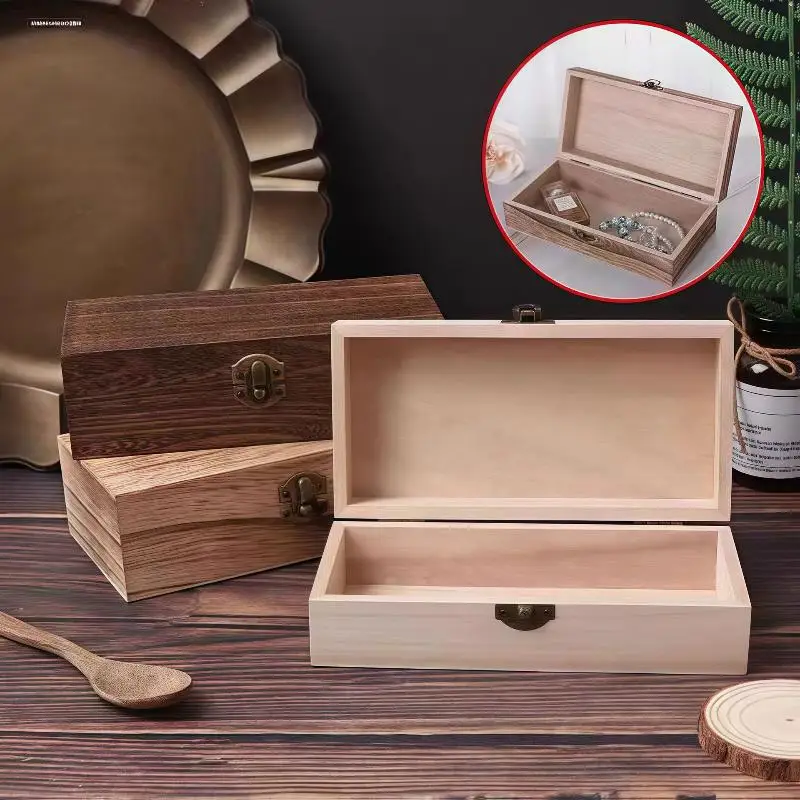 Enhanced Wooden Rectangular Storage Box Organizer with Lock - Dust-Proof Jewelry Case