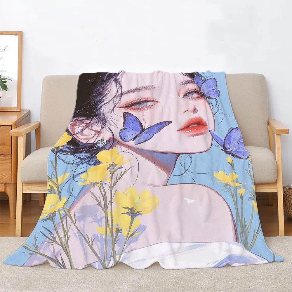 나비 소년 담요 및 던지기 담요, 소파 럭셔리 담요, 가정 및 장식, 극세사 침구, 푹신한 격자 무늬 비치 타월