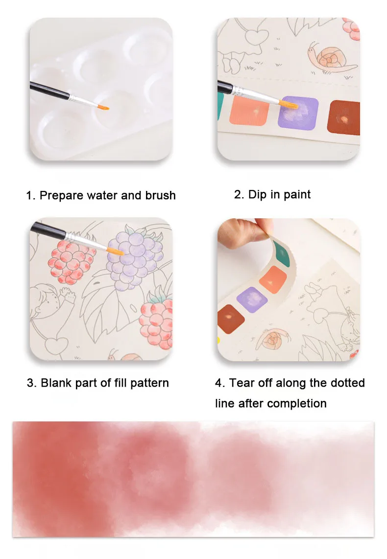 20Sheets Creative Watercolor Painting Book For Kids Fairy Tale Animal Flowers Gouache Graffiti Drawing Picture Children DIY Toys 4
