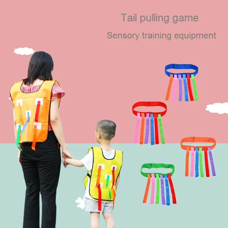 Sports game school Kindergarten baby Parent-child outdoor activity training equipment children catching tail vest belt kid toys