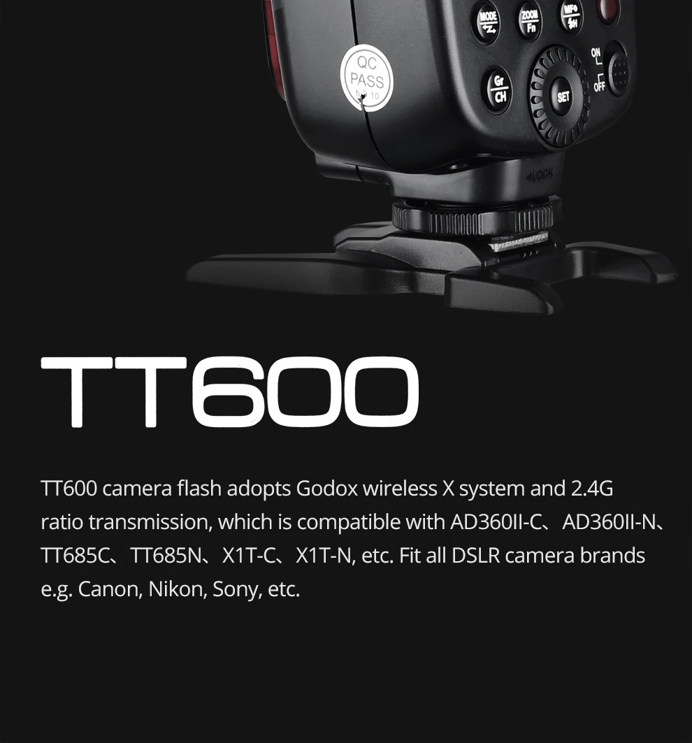 Godox TT600 TT600-S 2.4G Wireless GN60 Master/Slave Camera Flash Speedlite for C