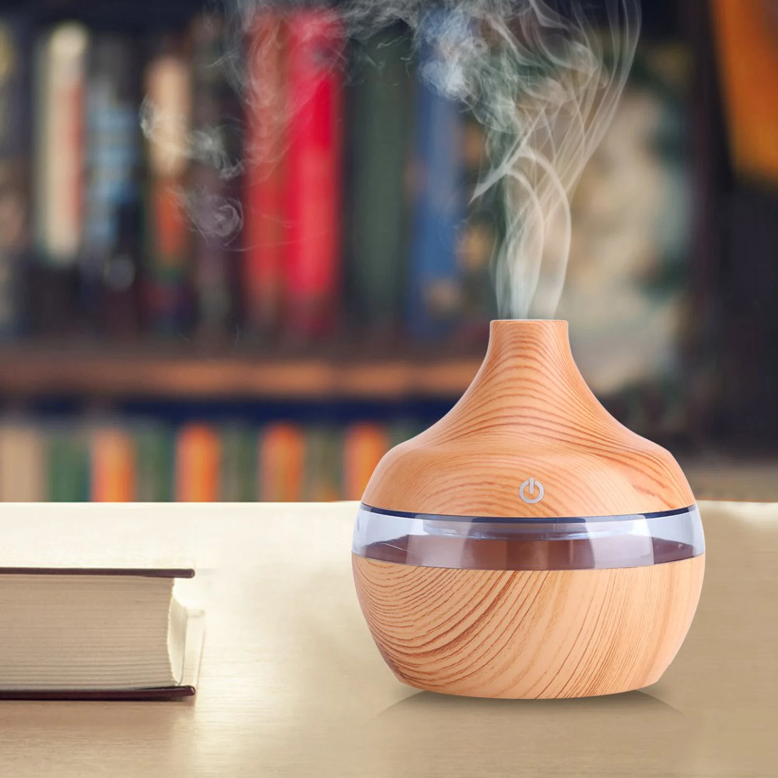 300ml Air Purifier Humidifier LED Touch Humidifier USB LED Touch Wood Grain Air Humidifier Purifier Oil Diffuser 2
