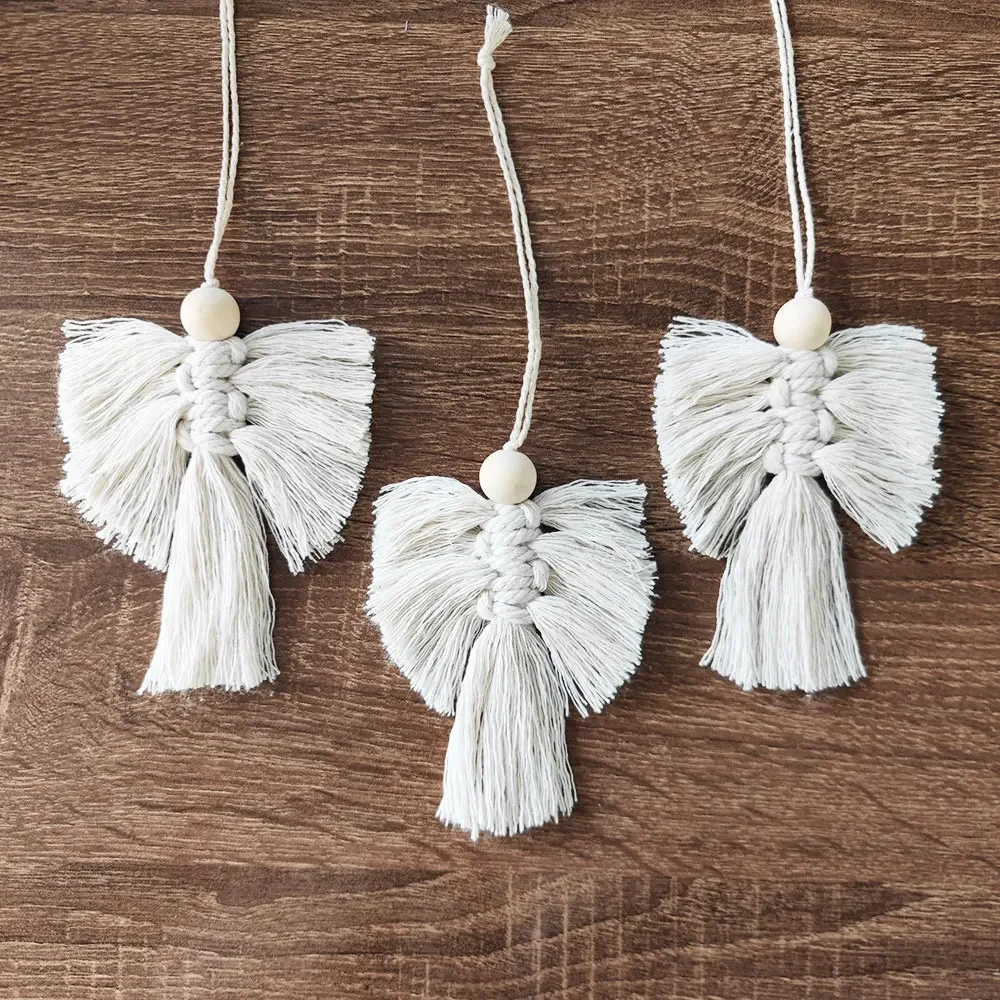 Boho Wall Hanging Ornament Decor Jute Rope Hand Woven Pendant Christmas Angel Pendant Christmas Decorations for Home Navidad
