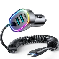 60W Fast Charging Car Charger USB C Car Phone Charger Adapter, 4 Port Fast Charging, 5.3FT Charging Cable Multicolor Night Light - Image 4