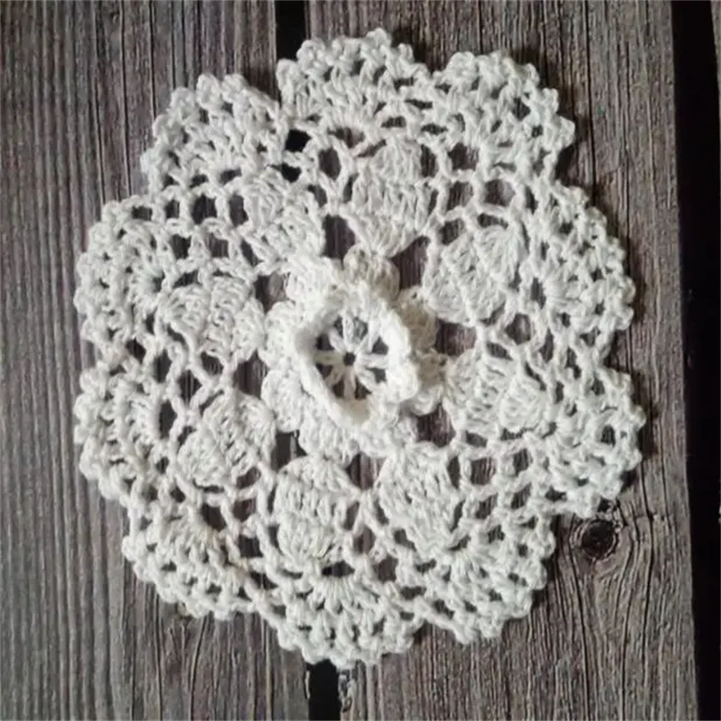 Handmade Cotton Placemat Cup Coaster Mug Kitchen Christmas Round Table Place Mat Cloth Lace Crochet Tea Doily Dish Pan Pad table cloth