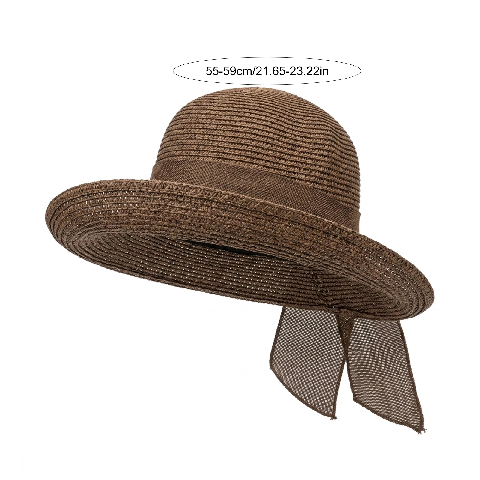 Women Foldable Straw Hat Elegant Bow Wide Brim Beach Sun Hat_voghion.com