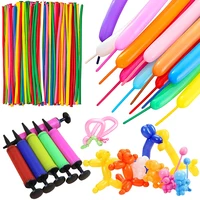 Assorted Color Long Balloon 50/100/200PCS Latex Strip Balloon with 1PC Random Color Inflater Birthday Wedding Party Supplies ZYF 1