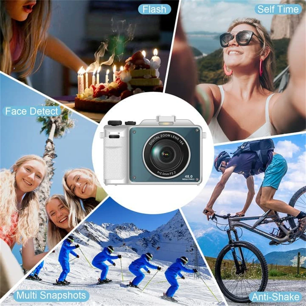 Dual Lens Digital Photo Camera For Selfie 4K Photography Camcorder DIY Frame Beginner Vlog Video Recorder 18X Live Stream Webcam