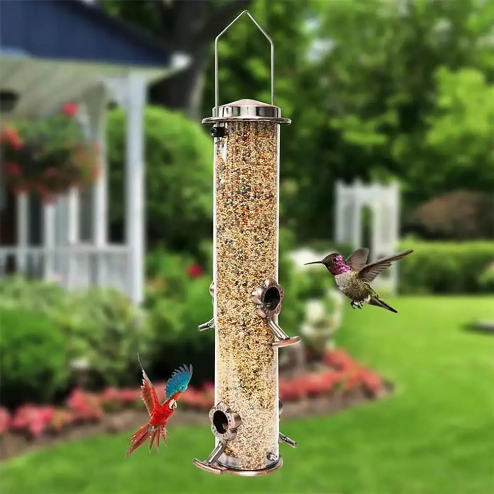 

Squirrel-proof Bird Feeder Capacity Metal Bird Feeder for Outdoor Hanging with Four Ports Visibility Weather-proof for Yard