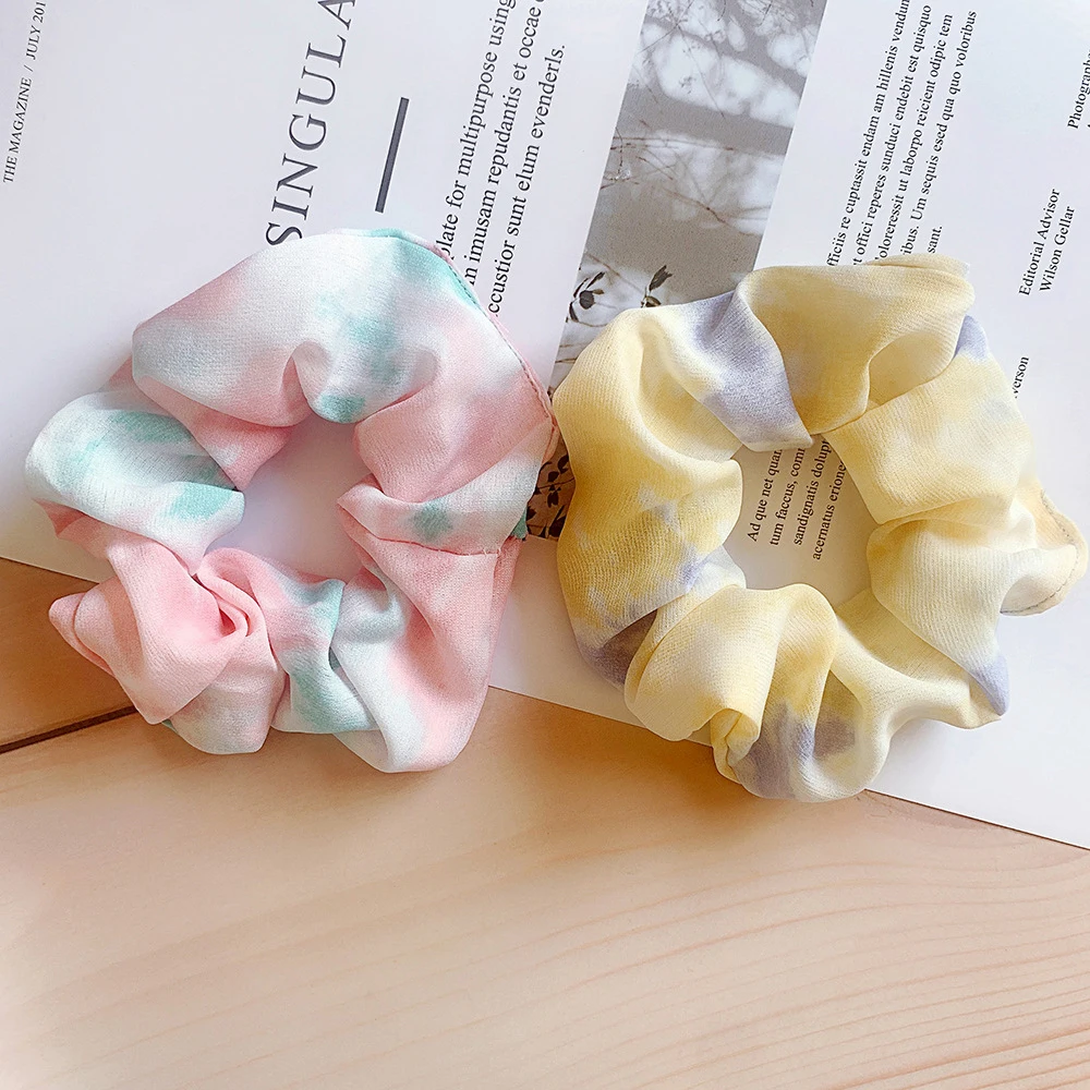 

Korean Fashion Hair Bands Women Girls Elastic Cloth Hair Ropes Tie Dye Scrunchies Rubber Bands