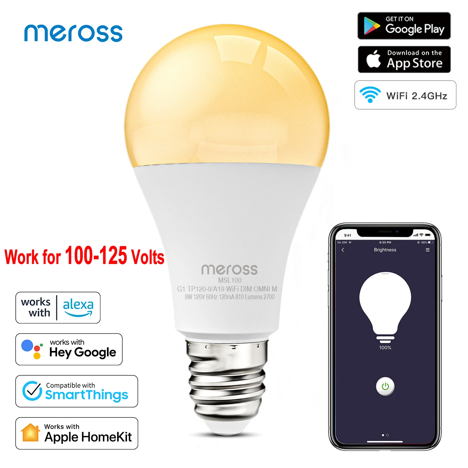 Lampadina LED wi-fi intelligente Meross HomeKit con luce calda dimmerabile  E26 Base 9W supporto per lampada notturna Alexa Google Assistant SmarThings  - AliExpress