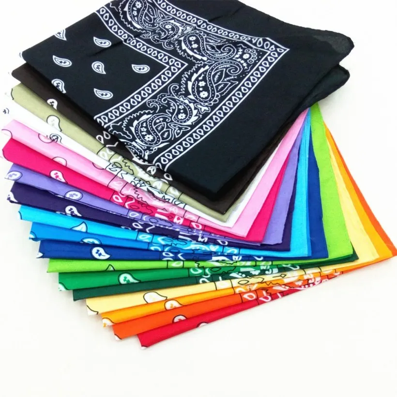 Unisex Cotton Bandana Hairband Cowboy Biker Sports Headwear Wrist Hairwrap Single Sided Head Wrap Scarf Paisley