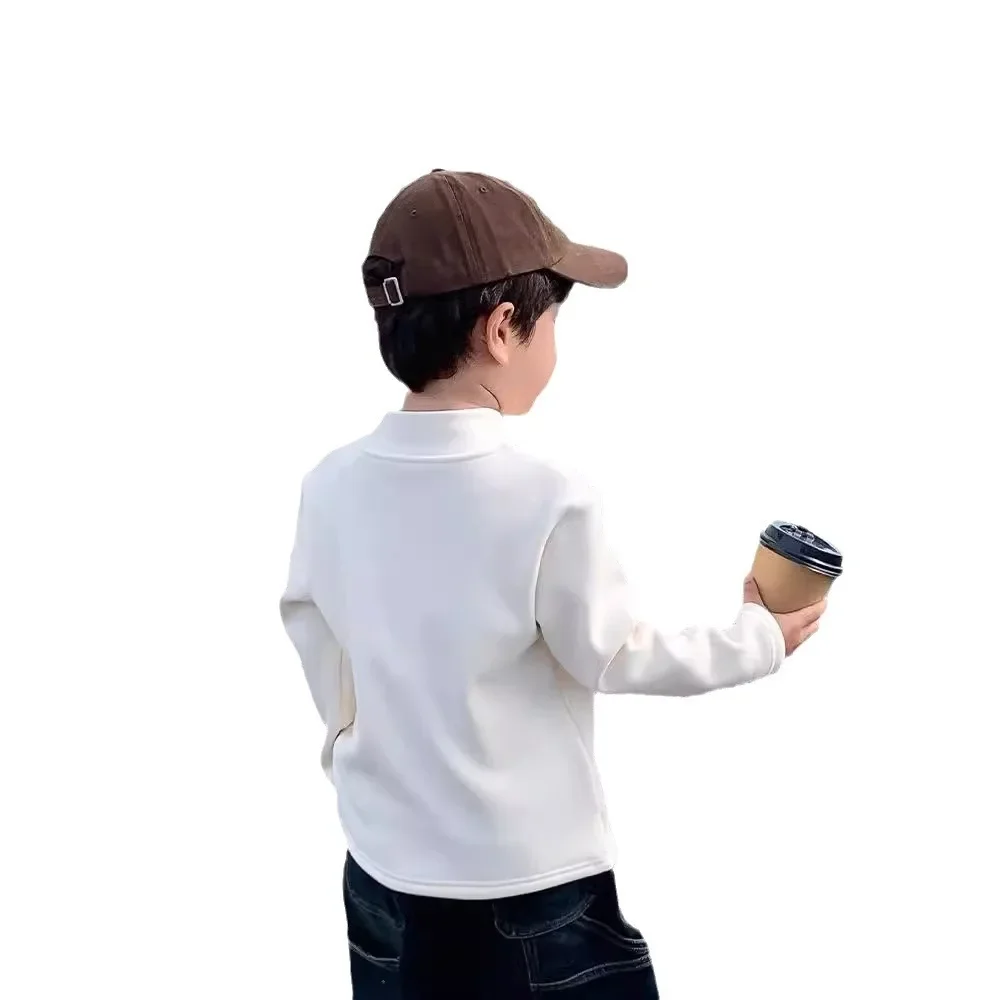 Boys Autumn/Winter Fleece Base Layer Top Long Sleeve T-Shirt Trendy Baby Half Polo/Turtle Neck Top Winter Warm