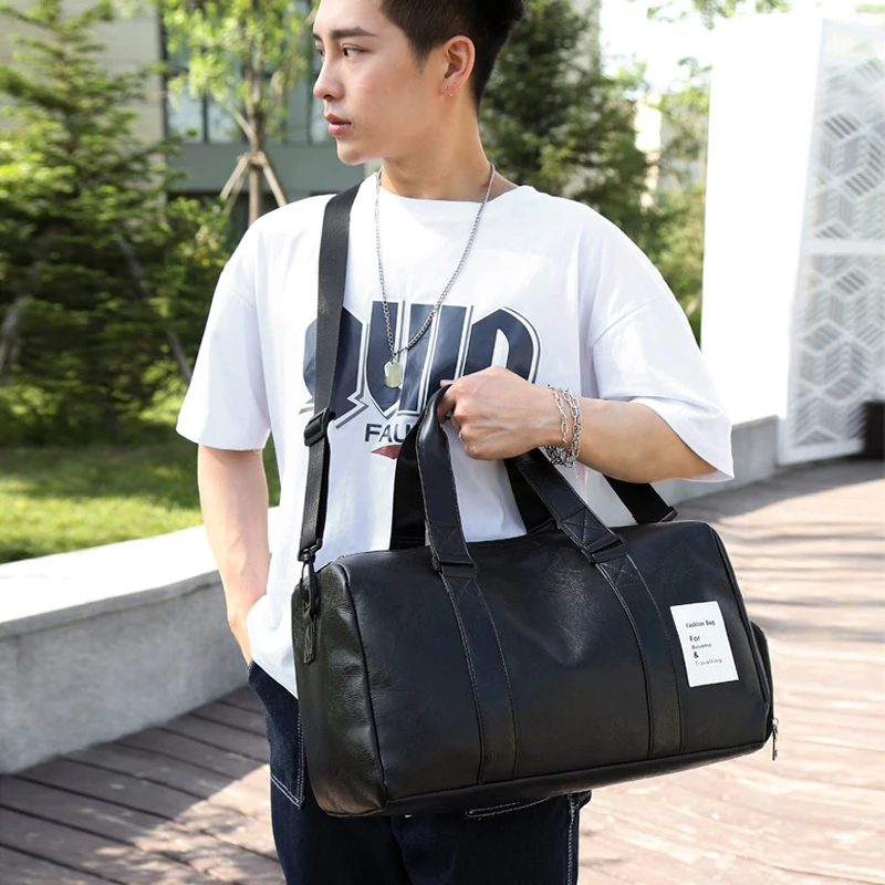 

Pu Leather Luggage Bag Men Travel Clothes Storage Bags Large Duffle Independent Big Fitness Bags Sport Weekend Handbag