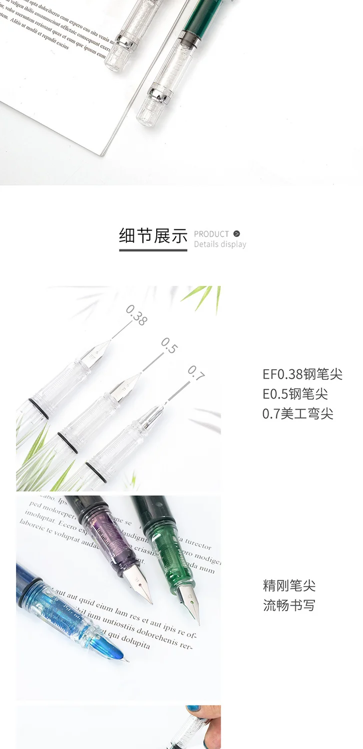 School Students Use Art Curved Tip Fountain Pens Plastic Transparent Calligraphy Pen Fluent 0 38mm Extra Fine Fountain Pen Aliexpress