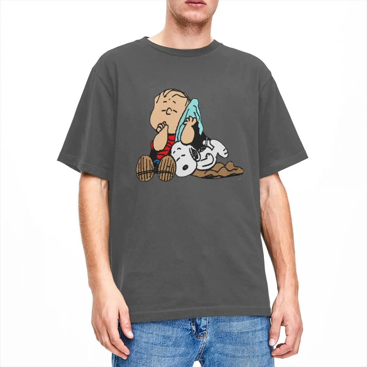 thumbnail image 1 of Camisetas de algodón 100 % de Peanuts, Charlie Brown y Snoopy, camisetas populares para hombre, camisetas de manga corta con diseño clásico Y2K de verano, 1 of 5